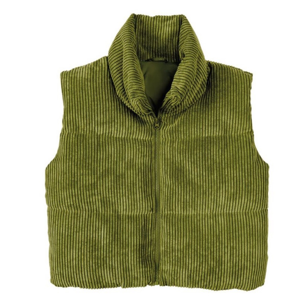 Corduroy Puffer Vest Cropped XL
